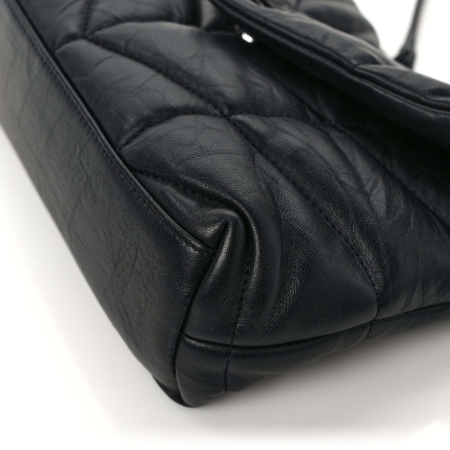 Calfskin Quilted Toy Loulou Puffer Monogram Monochrome Chain Satchel Black