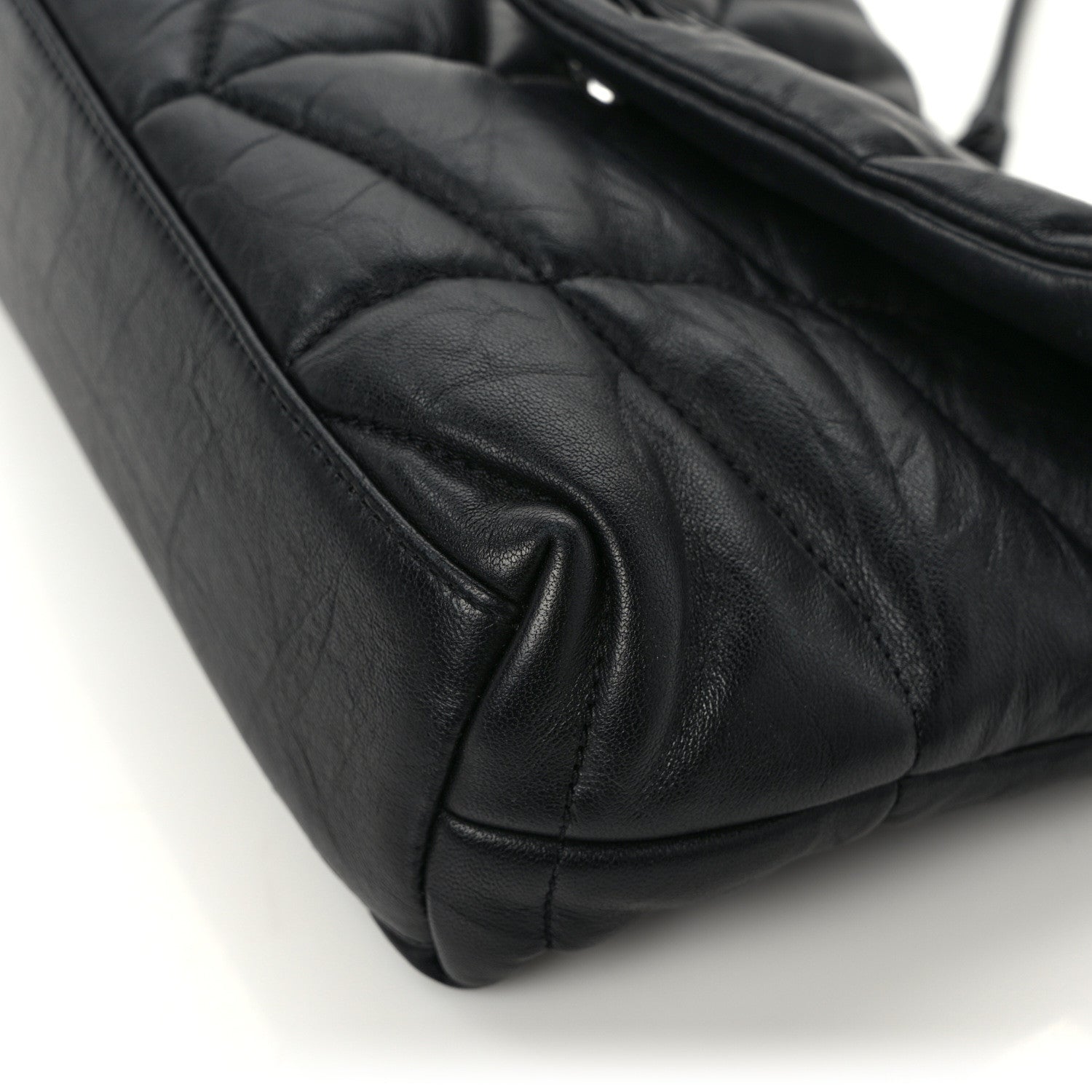 Saint Laurent Calfskin Quilted Toy Loulou Puffer Monogram Monochrome Chain Satchel Black 12 of 13