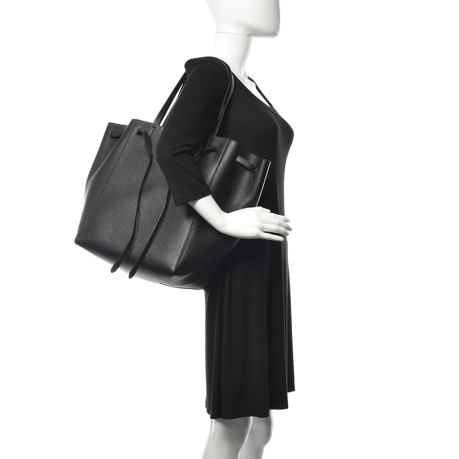 Celine Soft Grained Calfskin Medium Belt Cabas Phantom Black 2 of 10