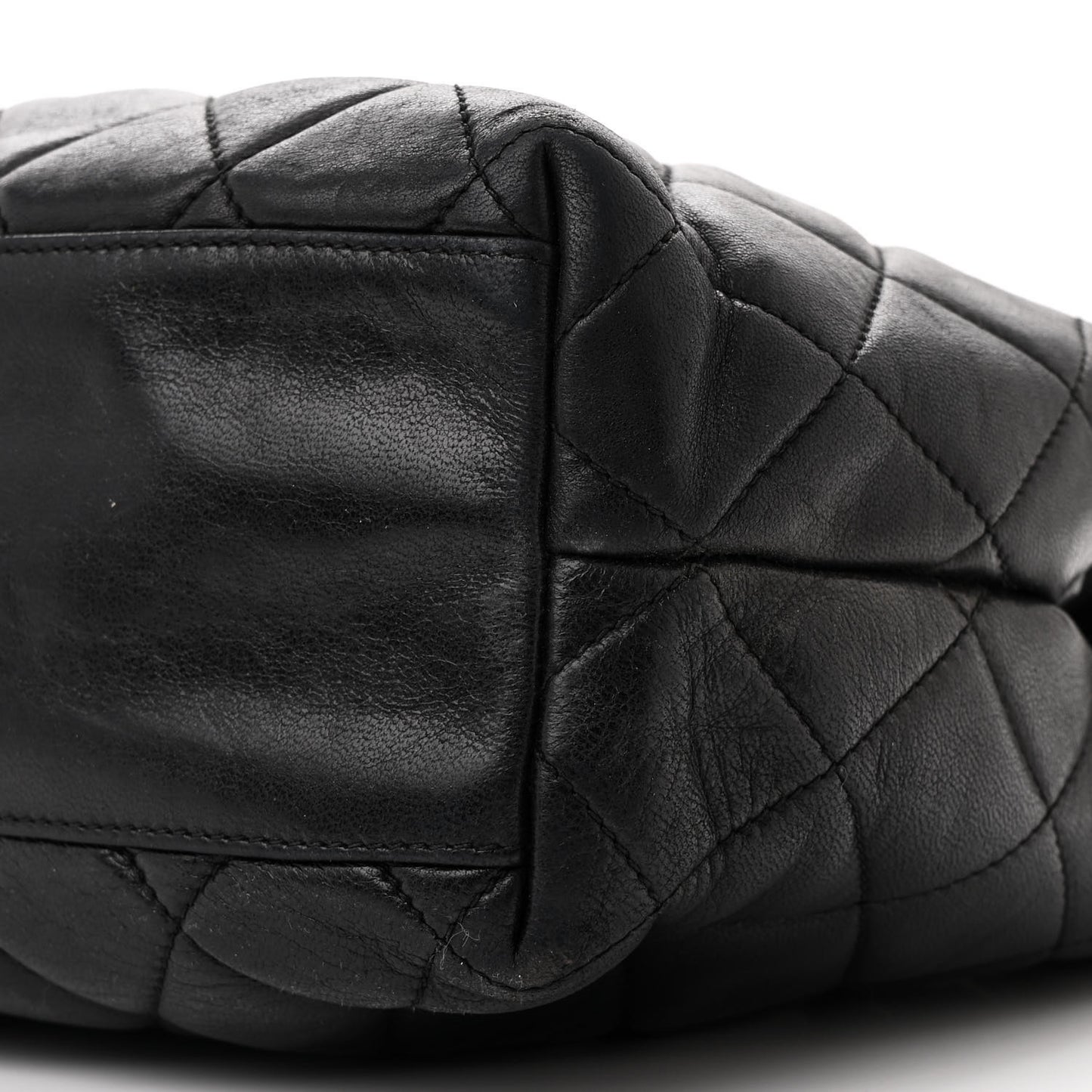 Lambskin Quilted Medium New Bubble North South Tote Black