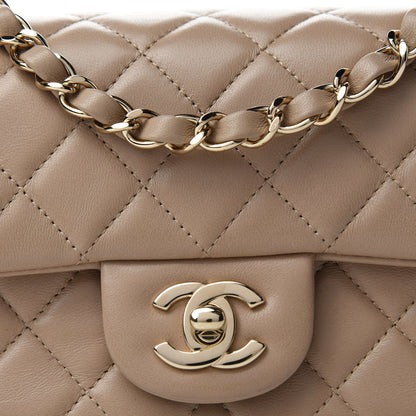 Chanel Lambskin Quilted Mini Rectangular Flap Dark Beige 10 of 11