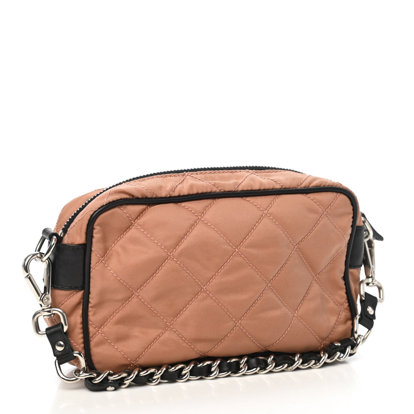 Tessuto Nylon Saffiano Impunturato Quilted Pochette Cammello Black