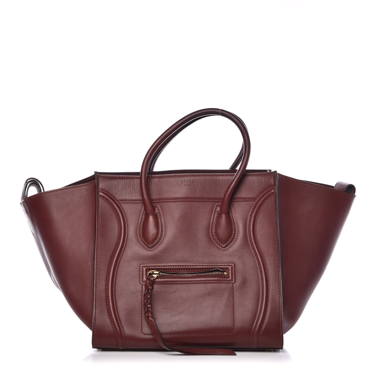 Celine Natural Calfskin Medium Phantom Luggage Burgundy 1 of 11
