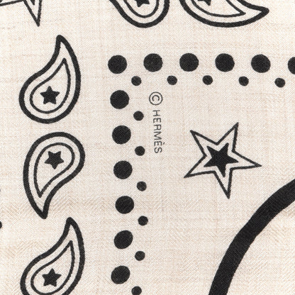 Hermes Cashmere Silk Les Cles Bandana Shawl 140 Marine Naturel 2 of 5