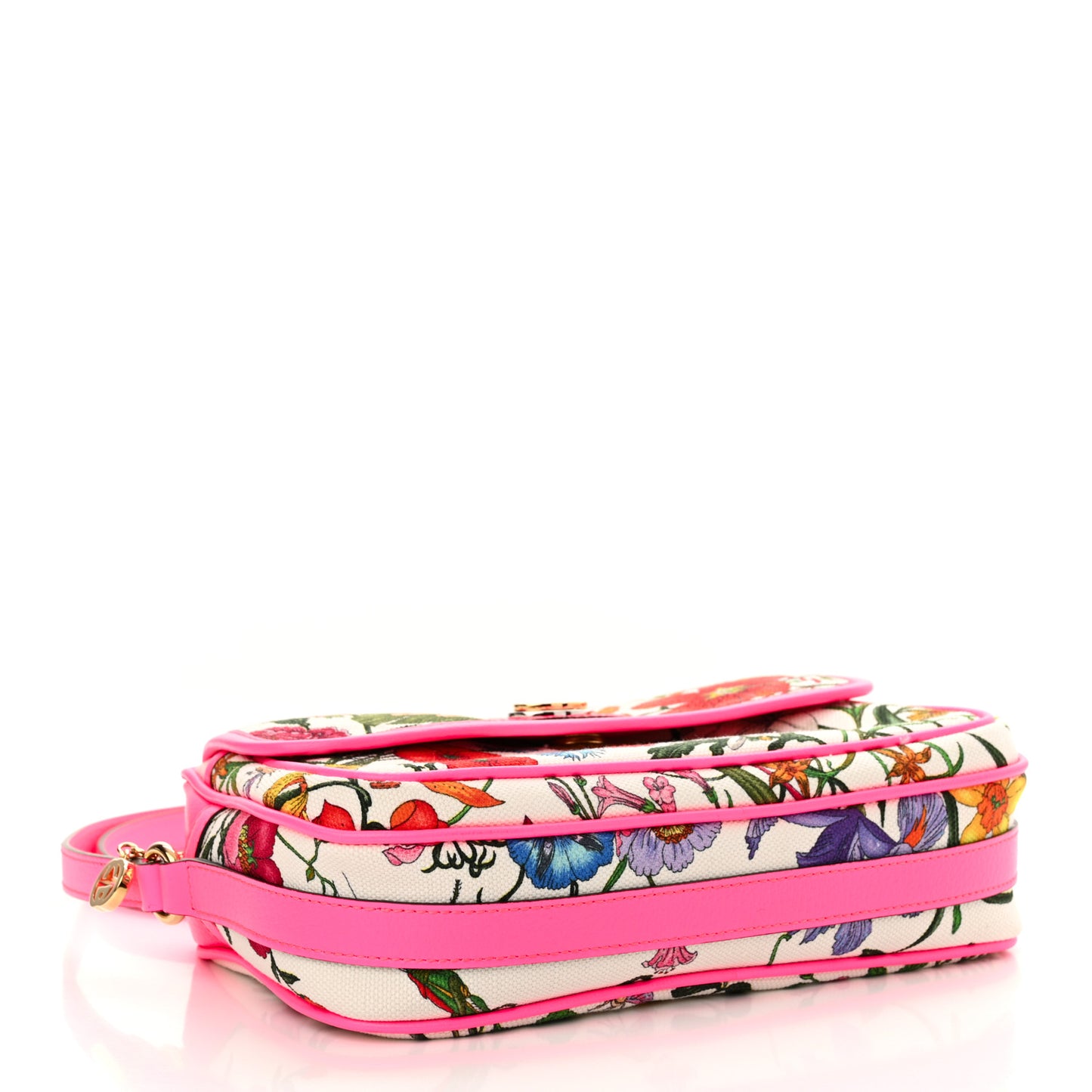 Canvas Flora Floral Shoulder Bag White Fuchsia Fluo