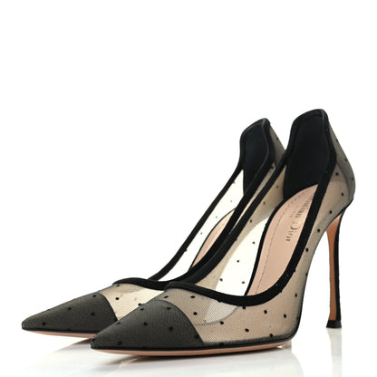 Christian Dior Mesh Plumetis Tulle D-Moi Pumps 38.5 Black 3 of 7