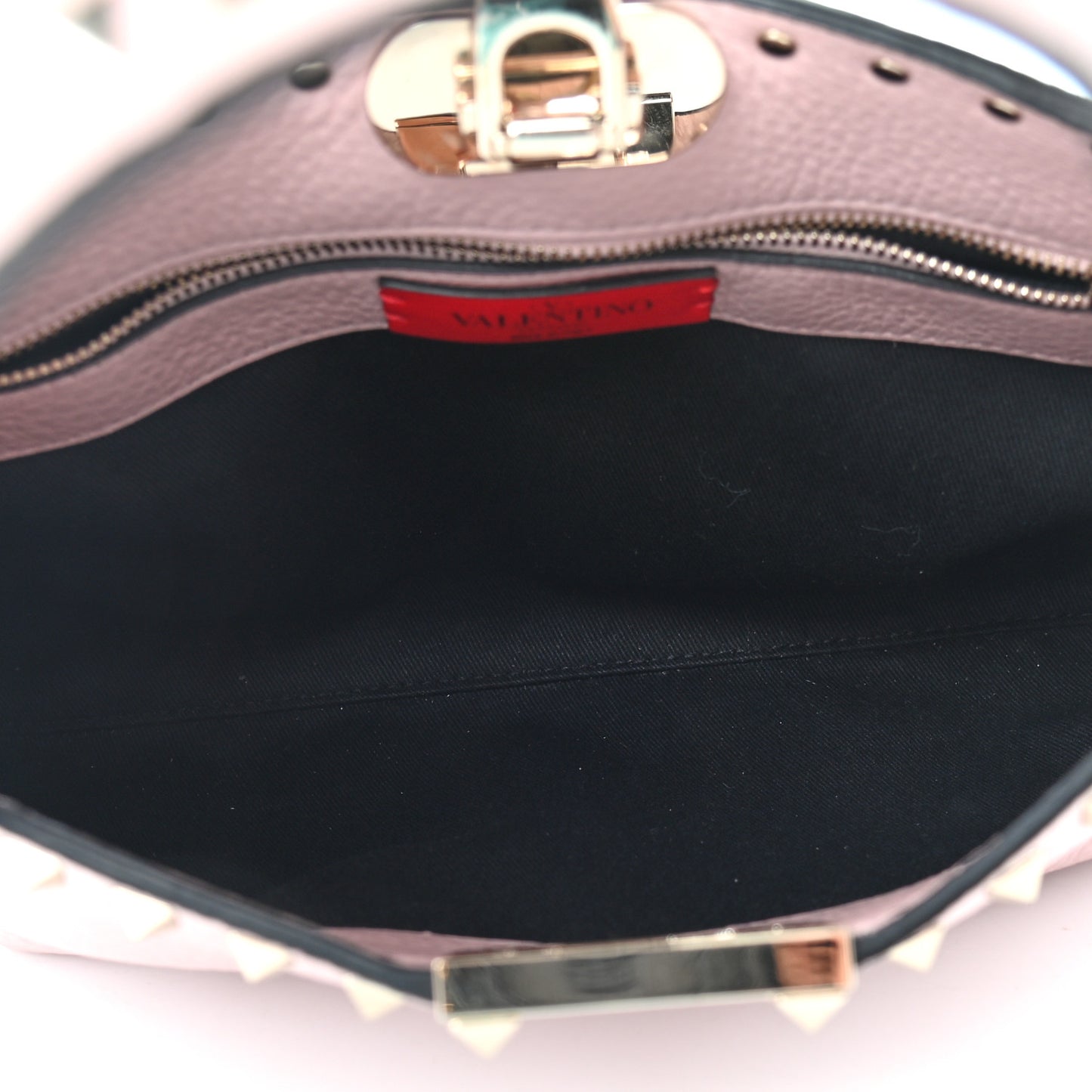 Pebbled Calfskin Small Rockstud Flip Lock Hobo Light Pink