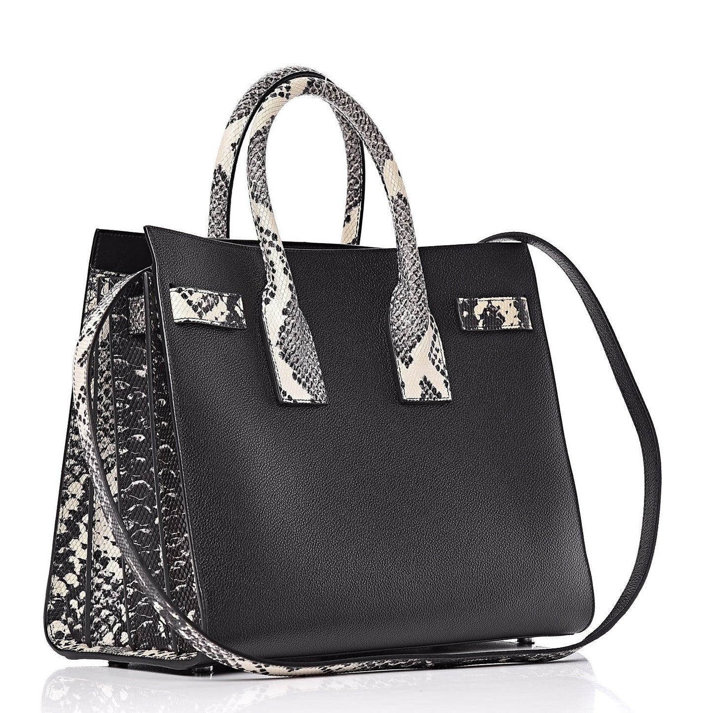 Grained Calfskin Embossed Python Small Sac De Jour Black