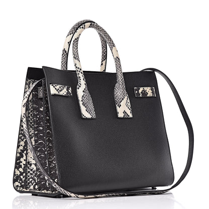 Saint Laurent Grained Calfskin Embossed Python Small Sac De Jour Black 3 of 10