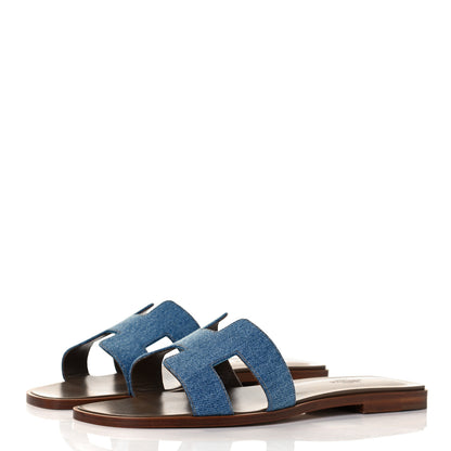 Hermes Denim Canvas Oran Sandals 40 Bleu Clair 3 of 8