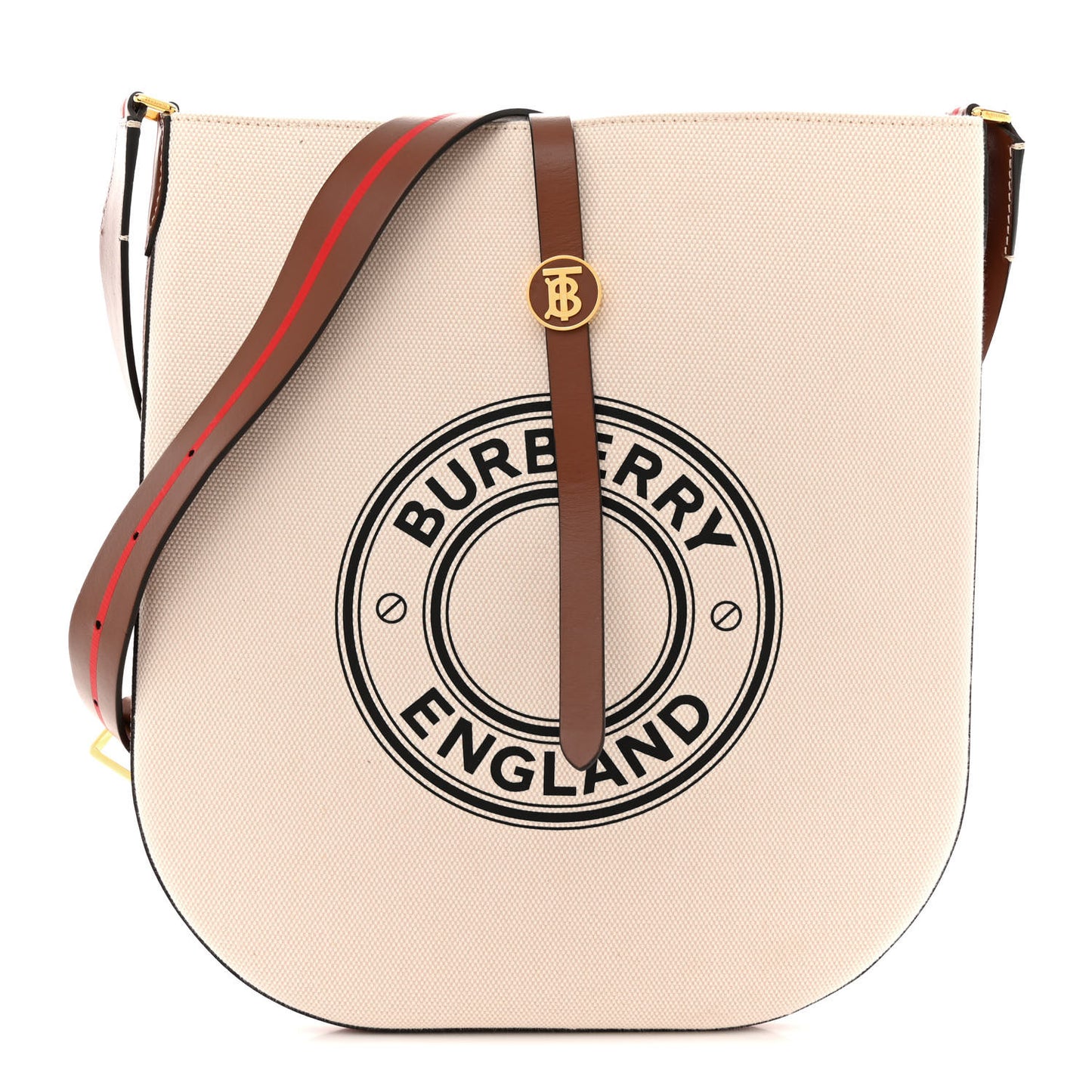 Canvas Smooth Calfskin Horseferry Print Medium Anne Hobo Natural Tan
