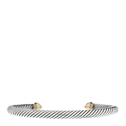 David Yurman Sterling Silver 14K Yellow Gold Blue Topaz 5mm Cable Classics Petite Color Bracelet 2 of 3