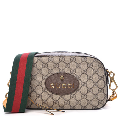 Gucci GG Supreme Monogram Web Neo Vintage Shoulder Bag Beige New Acero Crop 1 of 11