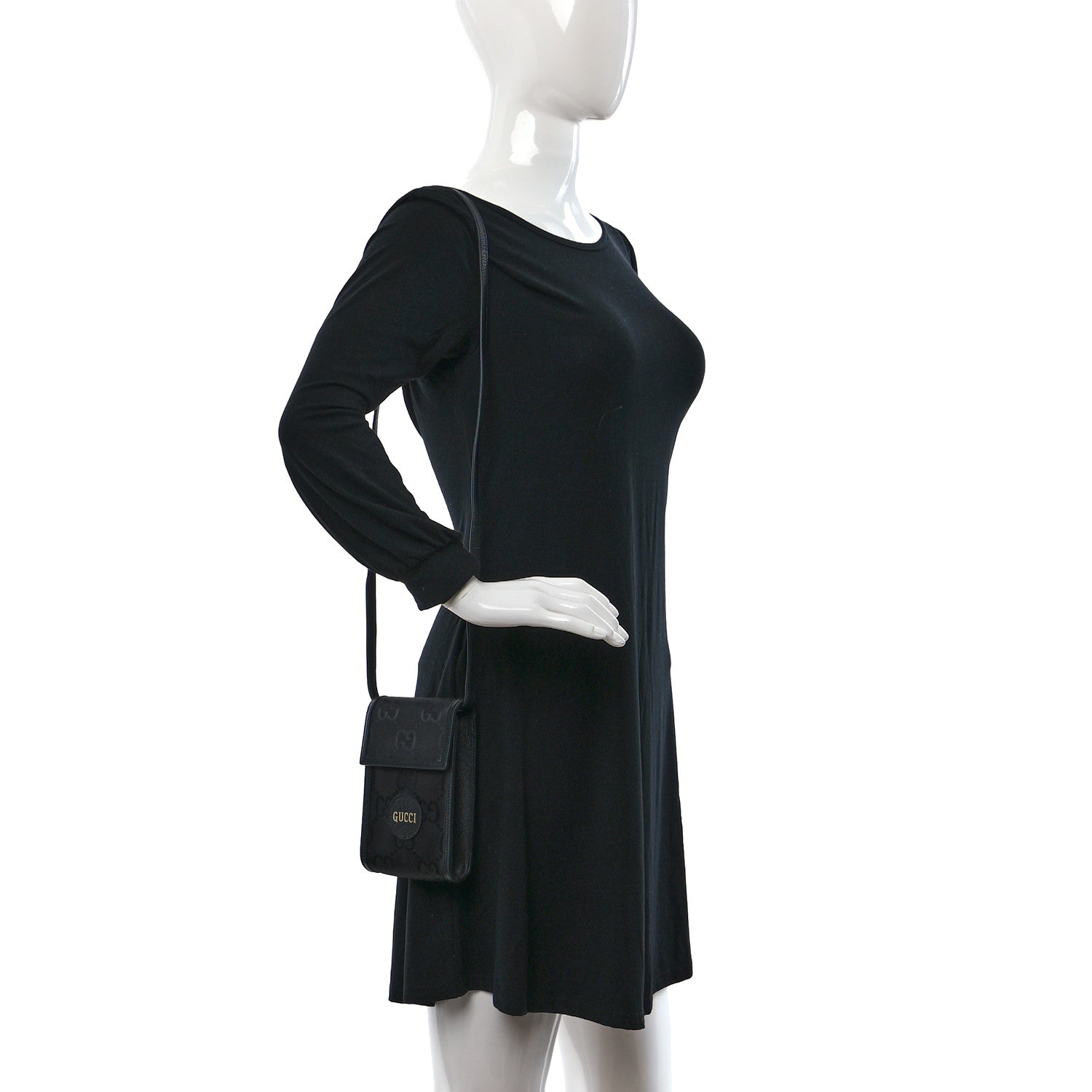 Gucci Econyl Nylon Monogram Off The Grid Crossbody Bag Black 2 of 9