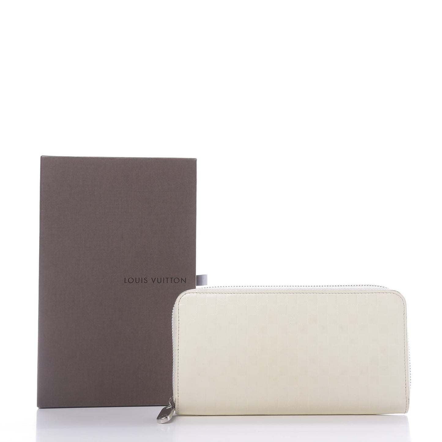 Shiny Calfskin Damier Facette Zippy Wallet Creme