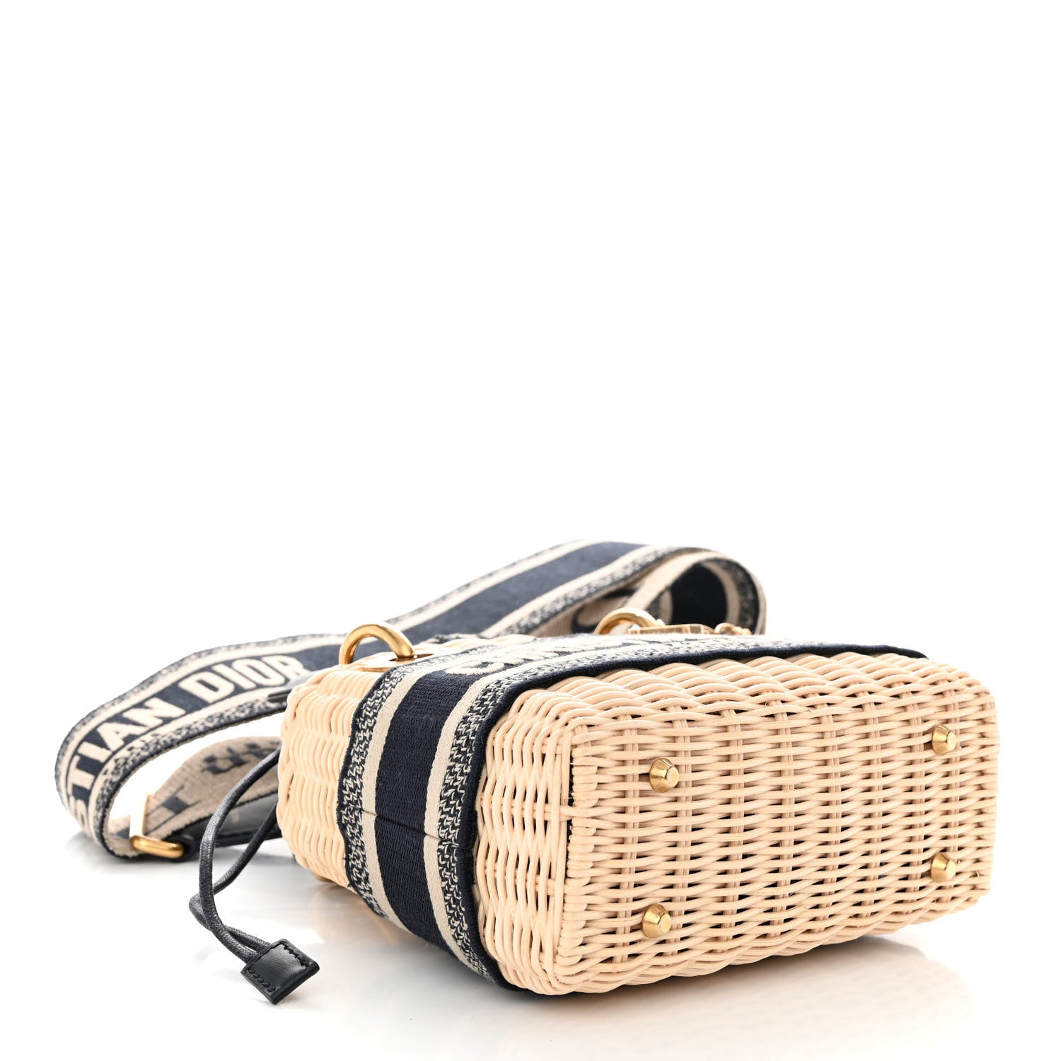 Christian Dior Wicker Oblique Mini Lady Dior Bag Blue 4 of 9
