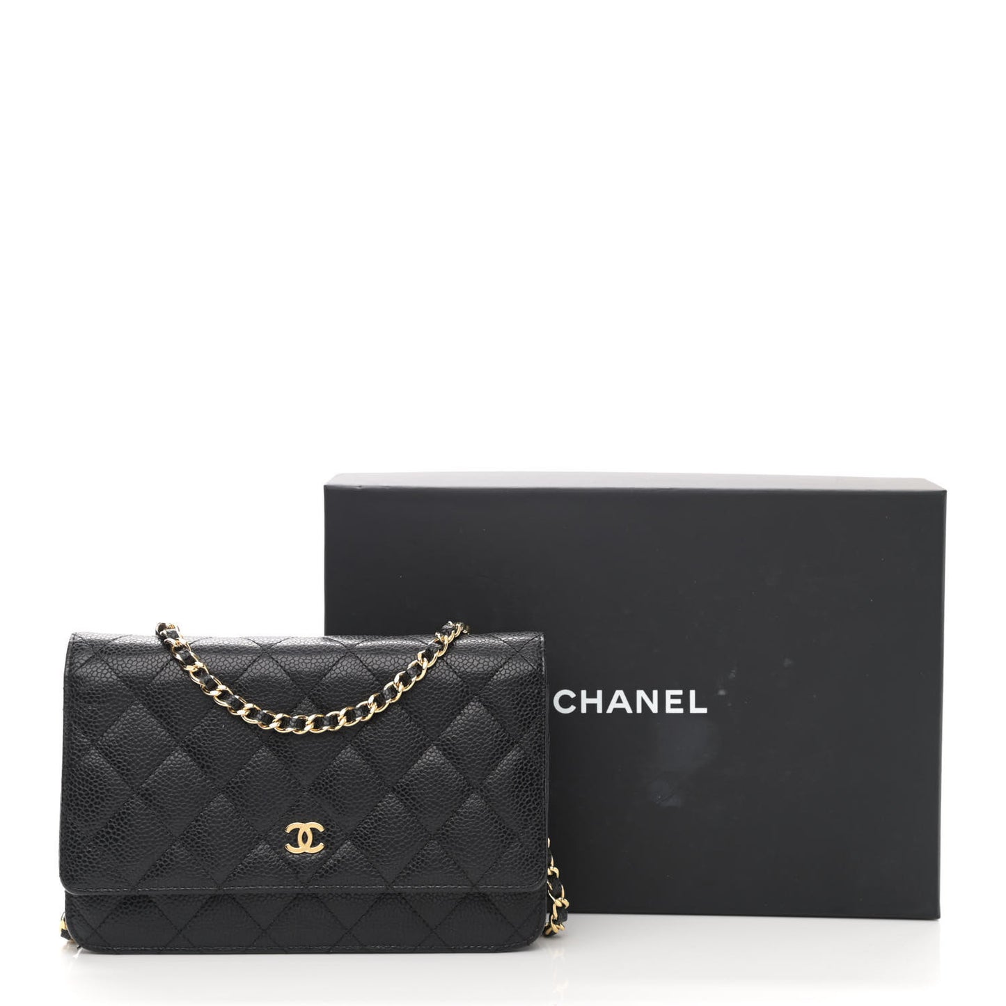 Caviar Quilted Wallet On Chain WOC Black