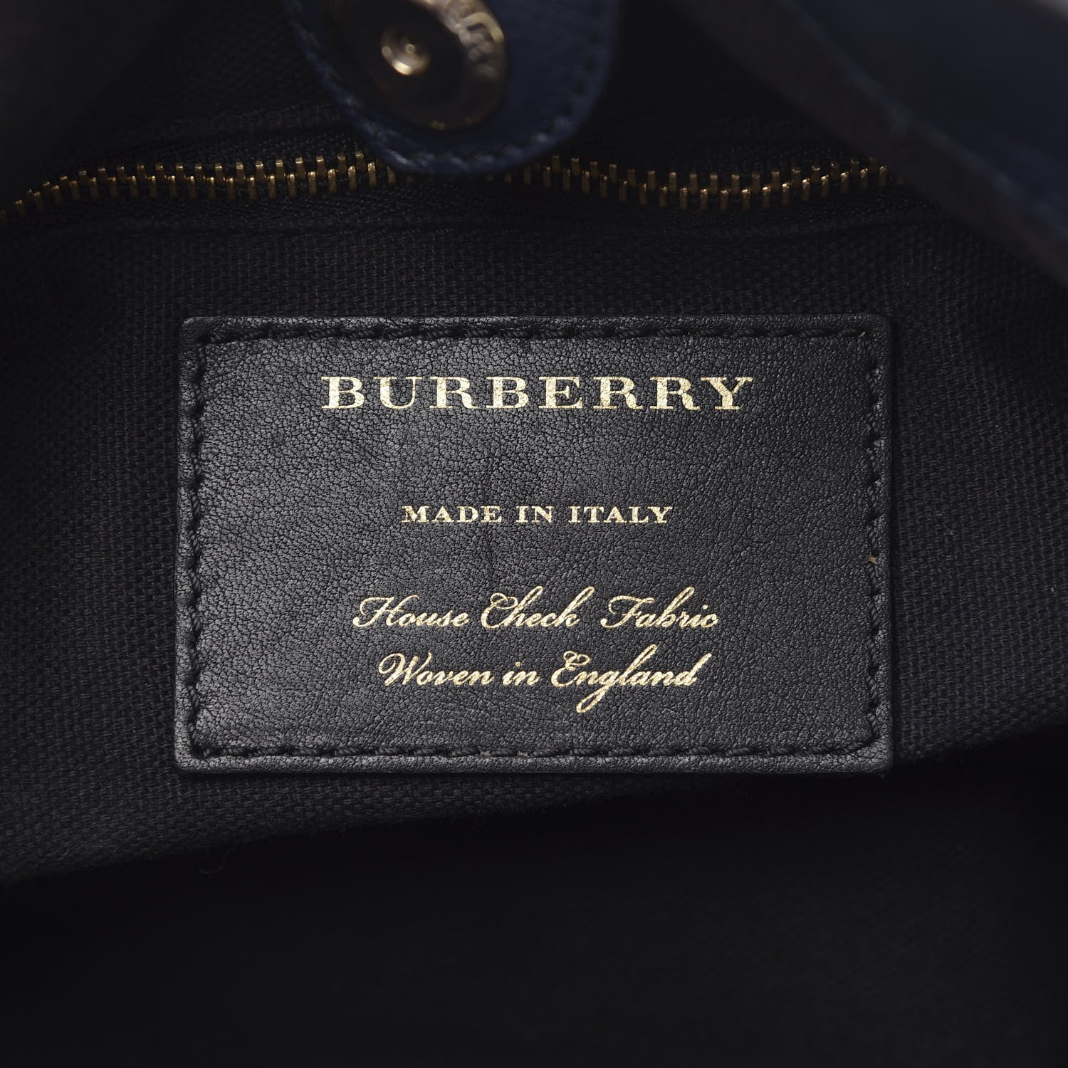 Burberry Grainy Calfskin House Check Medium Banner Tote Ink Blue 7 of 20