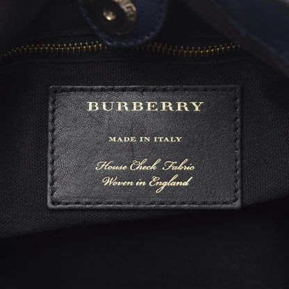 Burberry Grainy Calfskin House Check Medium Banner Tote Ink Blue 7 of 20