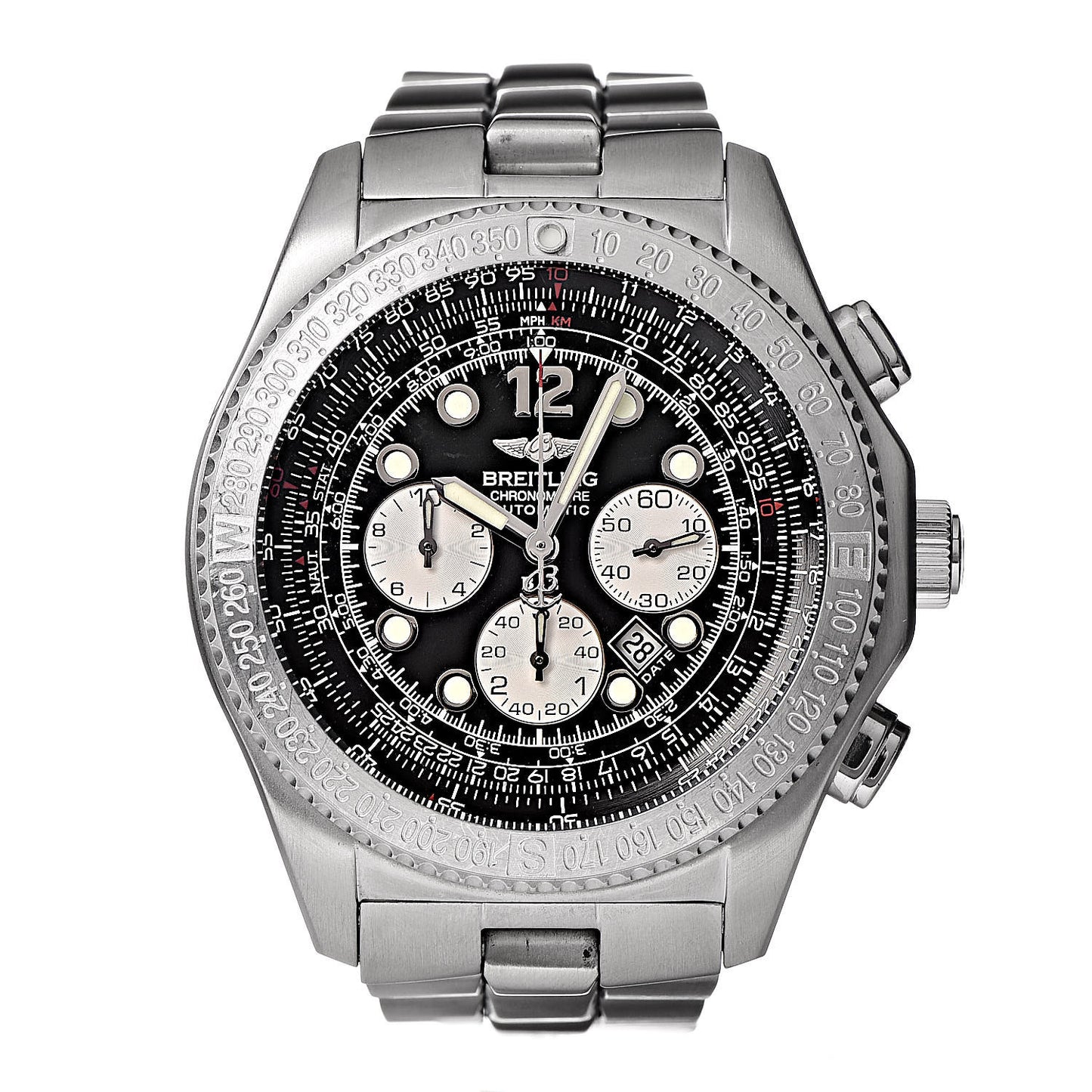 Stainless Steel 43mm Professional B-2 Chronograph Automatic Watch Black A42362