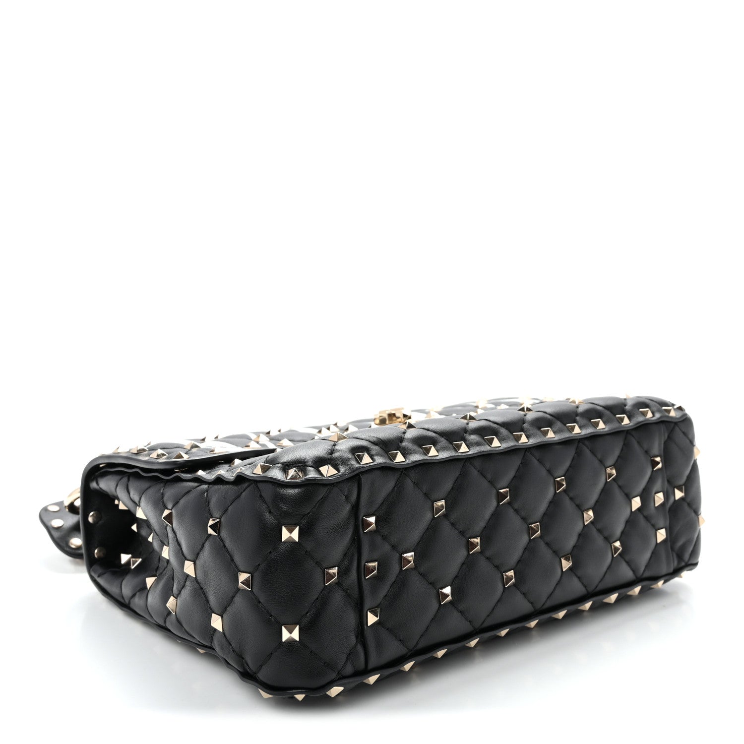 Valentino Garavani Lambskin VLTN Print Medium Rockstud Spike Shoulder Bag Black 4 of 9