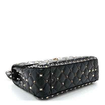 Valentino Garavani Lambskin VLTN Print Medium Rockstud Spike Shoulder Bag Black 4 of 9