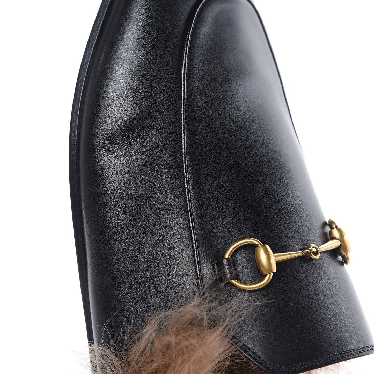 Calfskin Fur Womens Princetown Slippers 41.5 Black