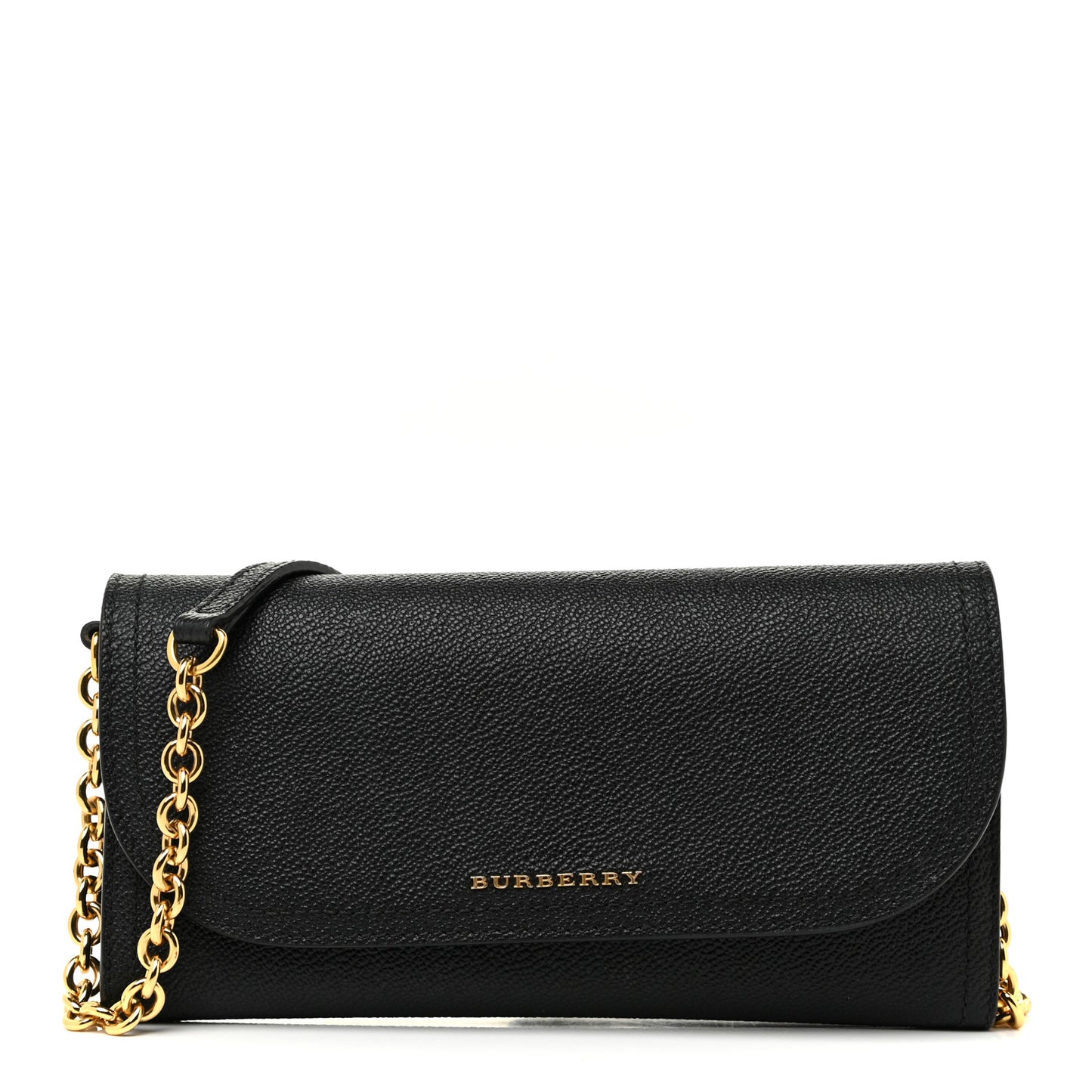 Grainy Calfskin Henley Wallet On Chain Black