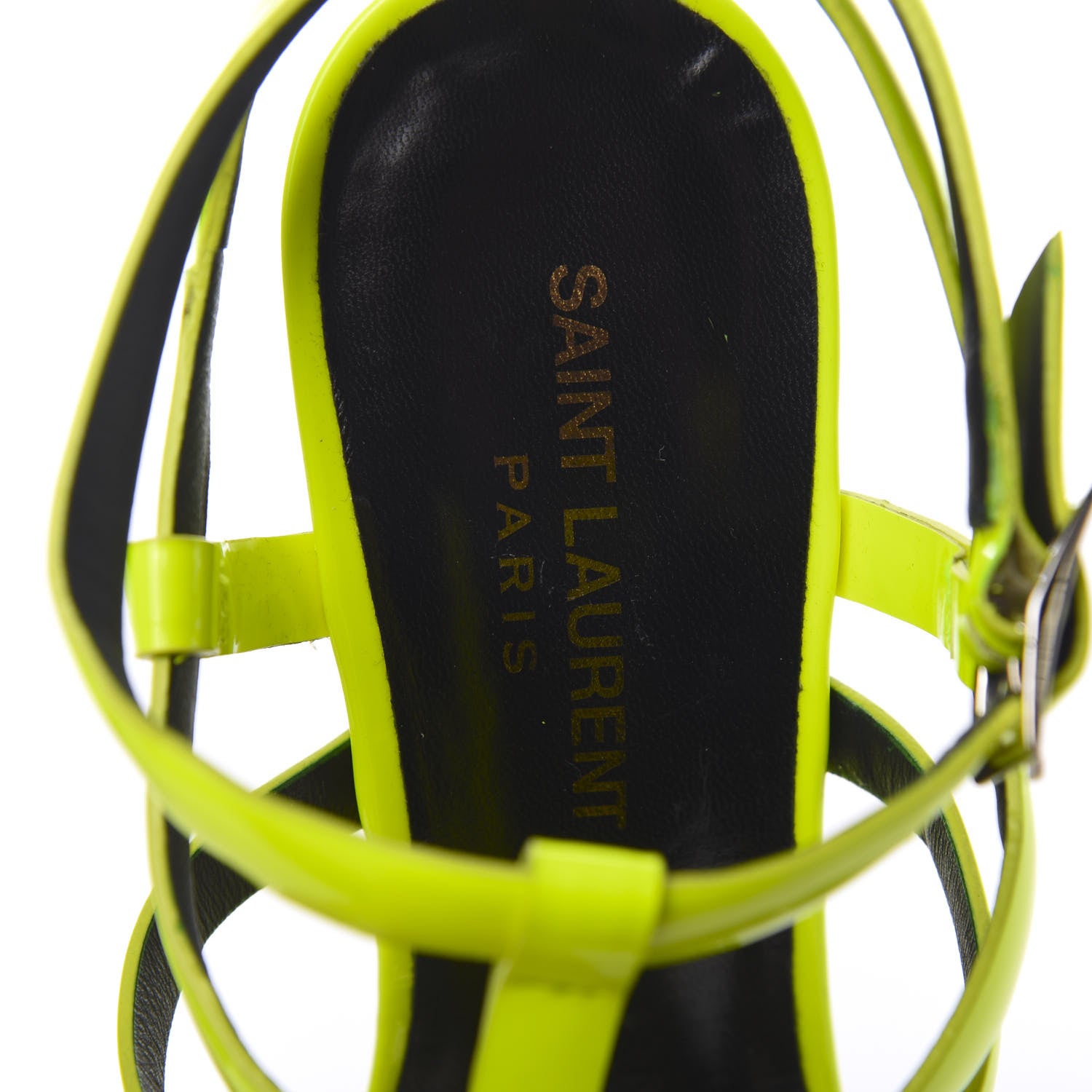 Saint Laurent Calfskin Bianca 105 Platform Sandals 36 Neon Yellow 7 of 9
