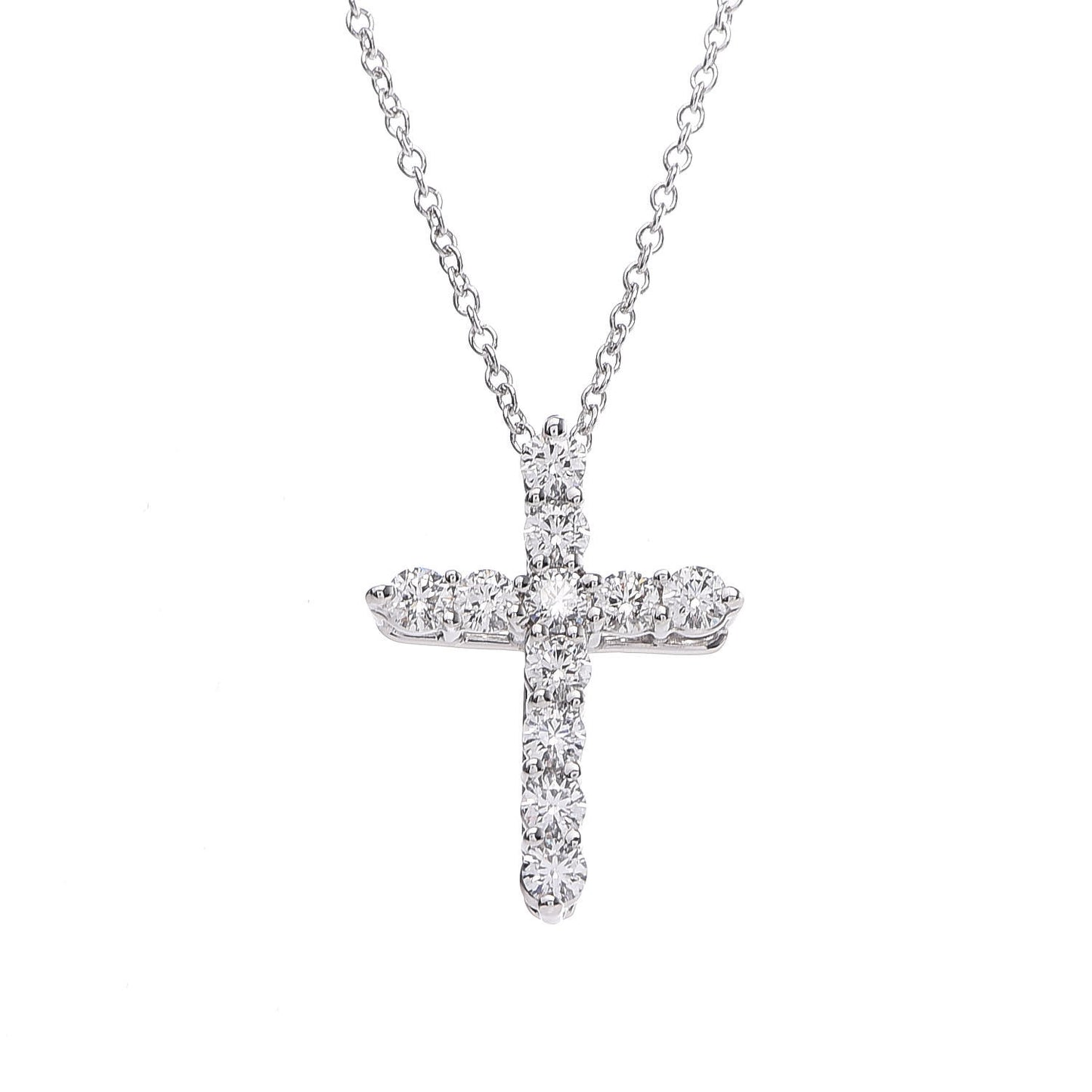 Platinum Diamond Small Cross Pendant Necklace