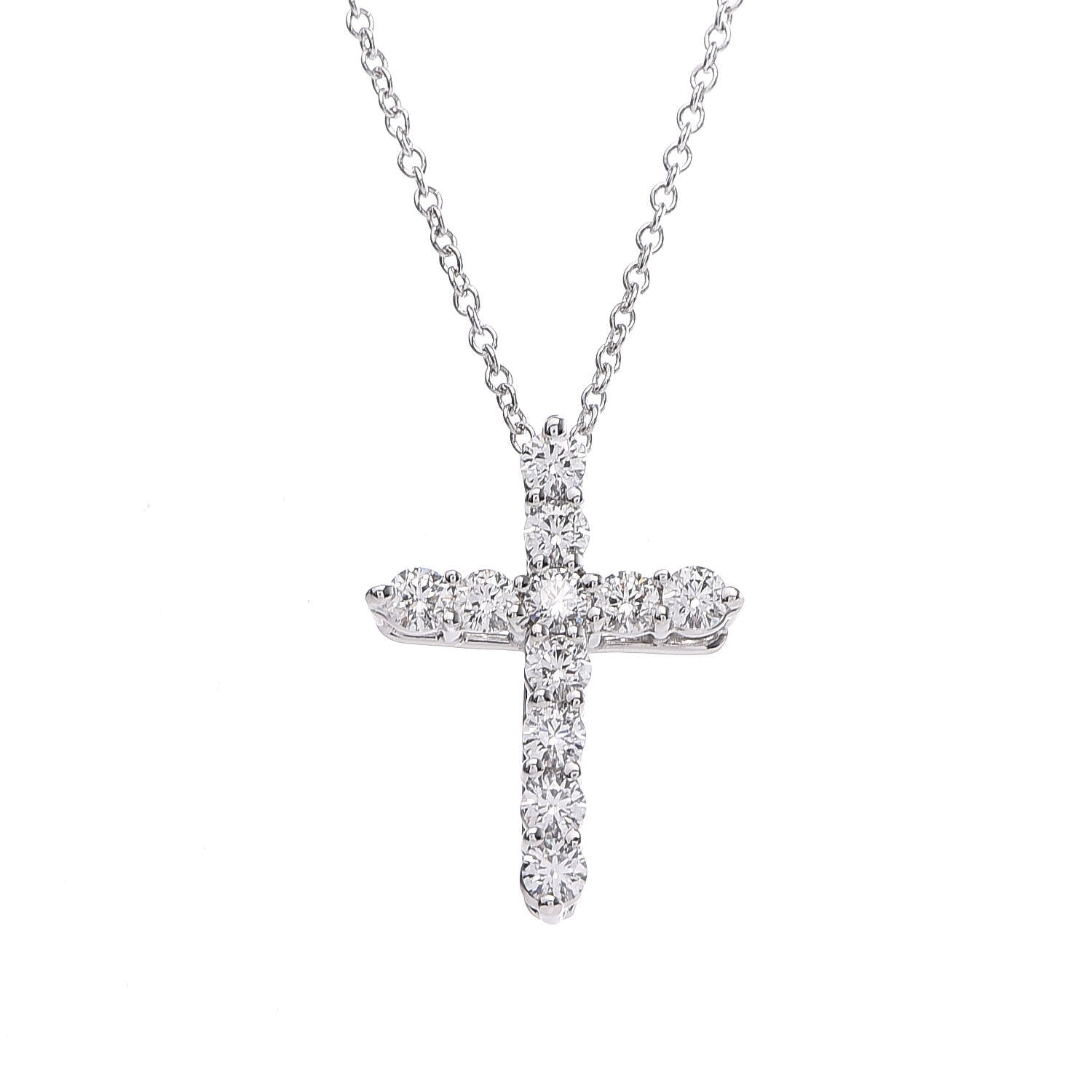 Tiffany Platinum Diamond Small Cross Pendant Necklace 4 of 8