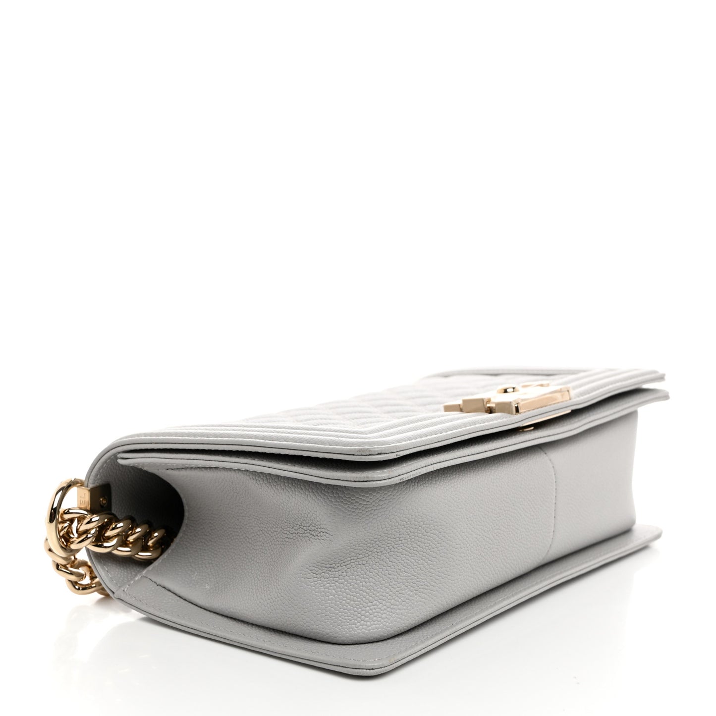 Caviar Quilted Medium Boy Flap Light Grey