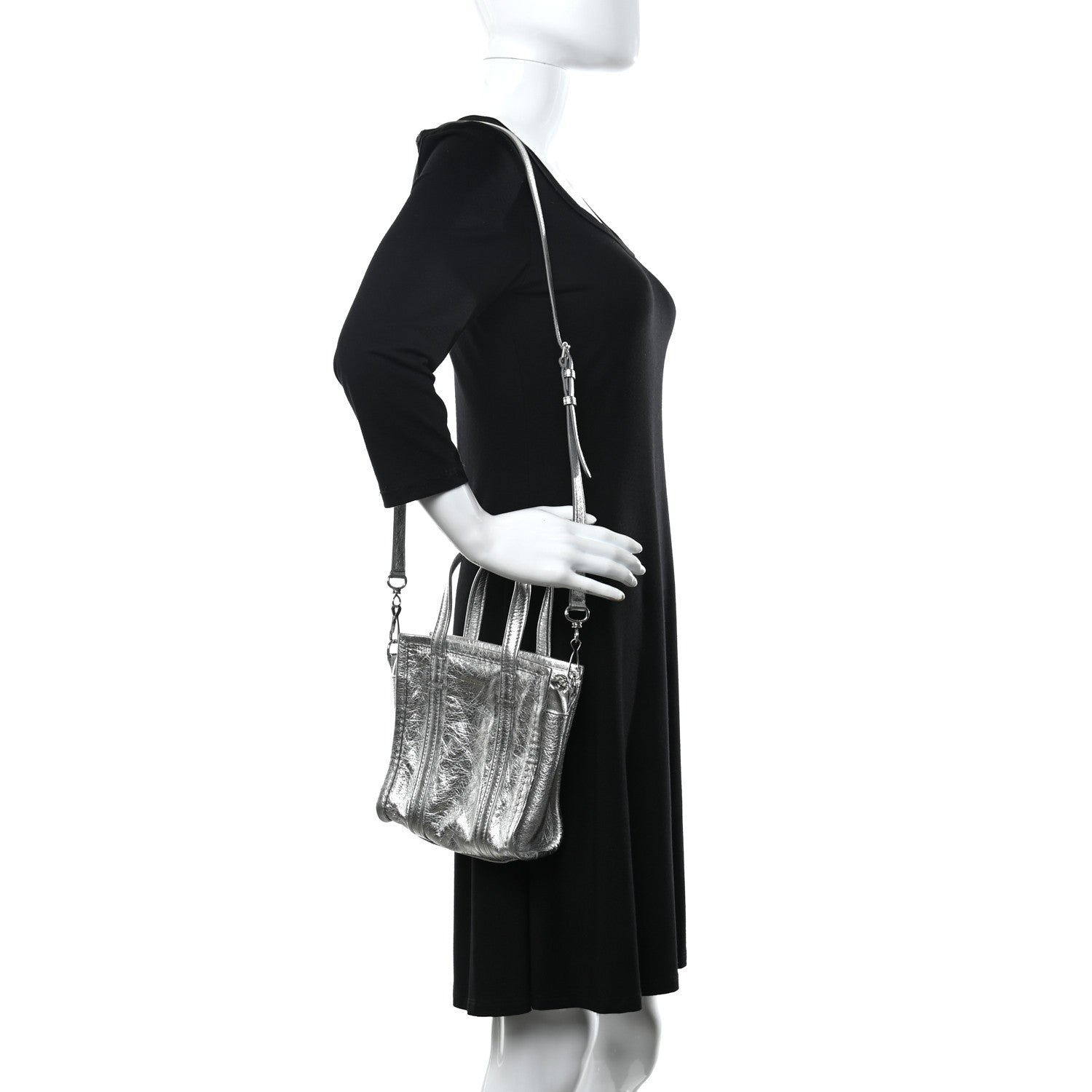 Balenciaga Metallic Calfskin XXS Bazar Shopper Tote Silver Hardware 2 of 10