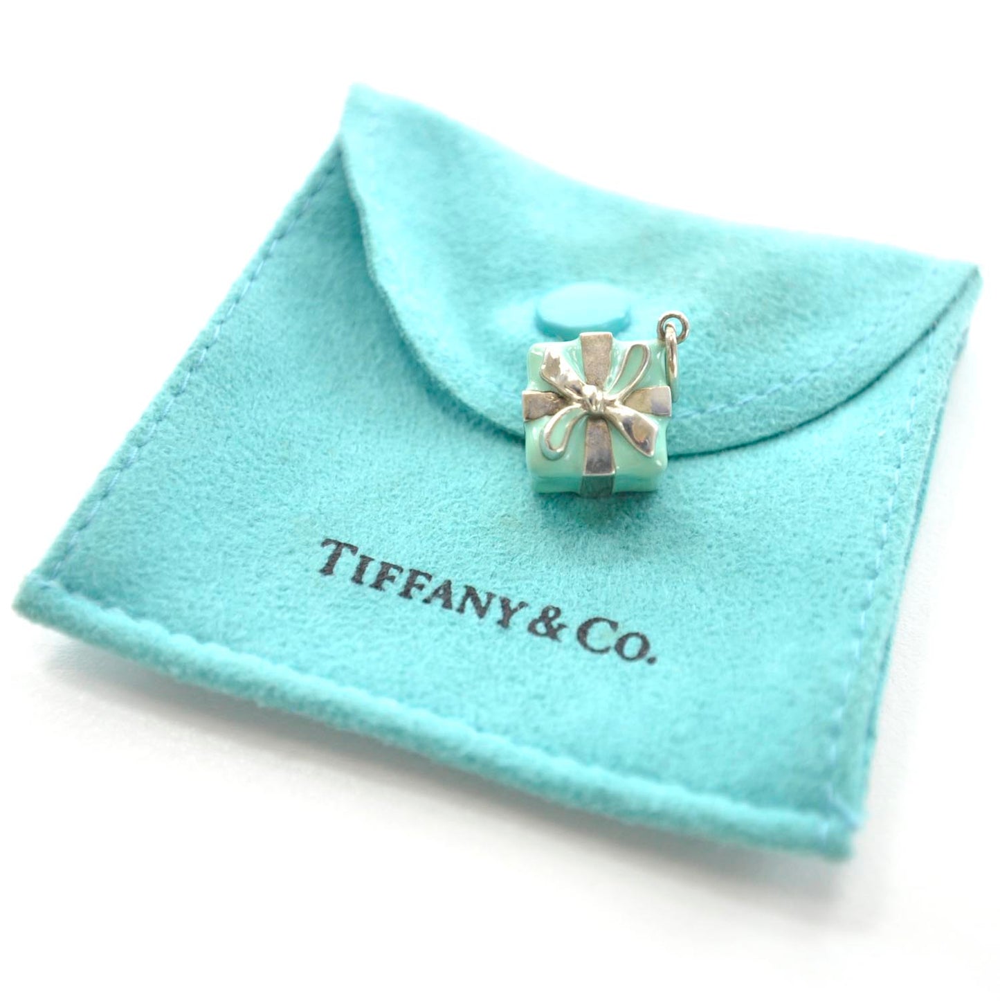 Sterling Silver Enamel Gift Box Charm Blue