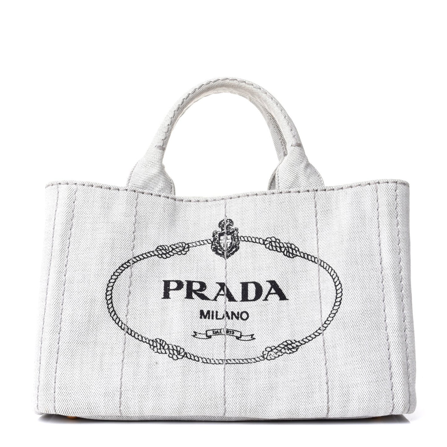 Denim Small Logo Tote Bianco