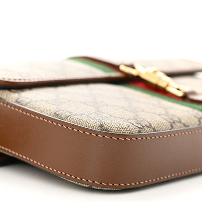 Gucci GG Supreme Monogram Azalea Calfskin Web Jackie 1961 Belt Bag 90 36 Beige Ebony Brown Sugar 10 of 11