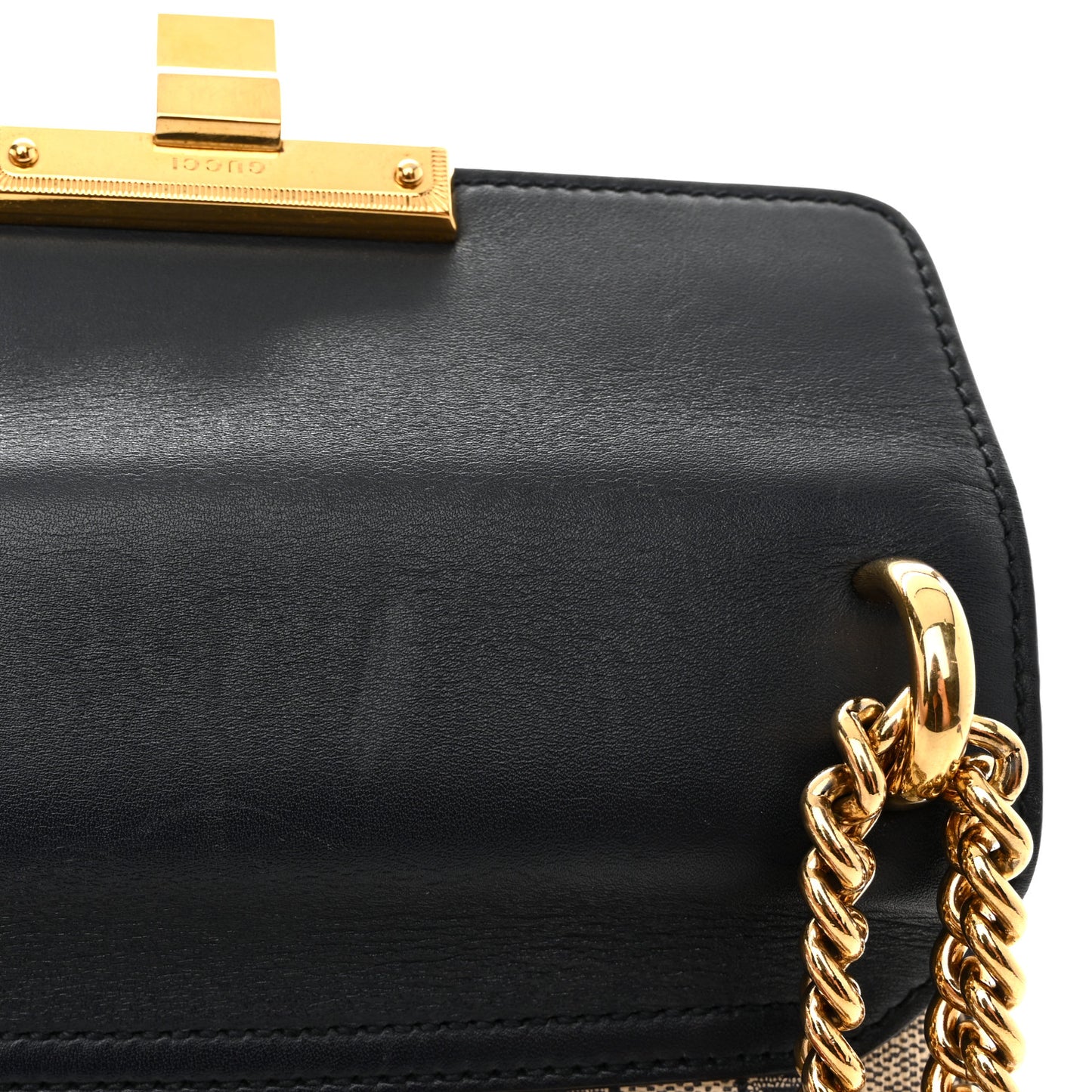 GG Supreme Monogram Moon Calfskin Small Padlock Shoulder Bag Beige Blue Mystic White Hibiscus Red