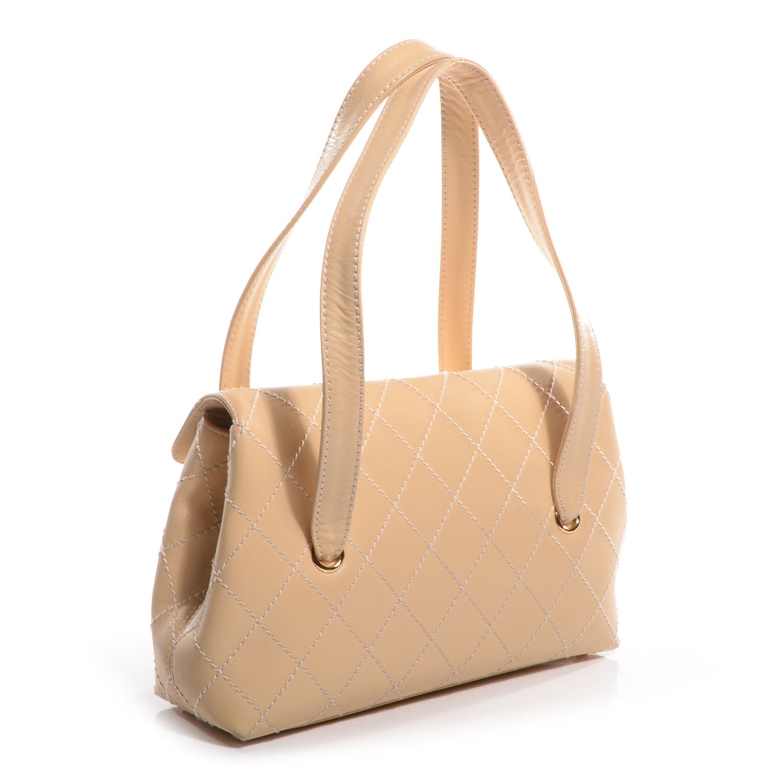 Chanel Lambskin Surpique Shoulder Bag Beige 3 of 8
