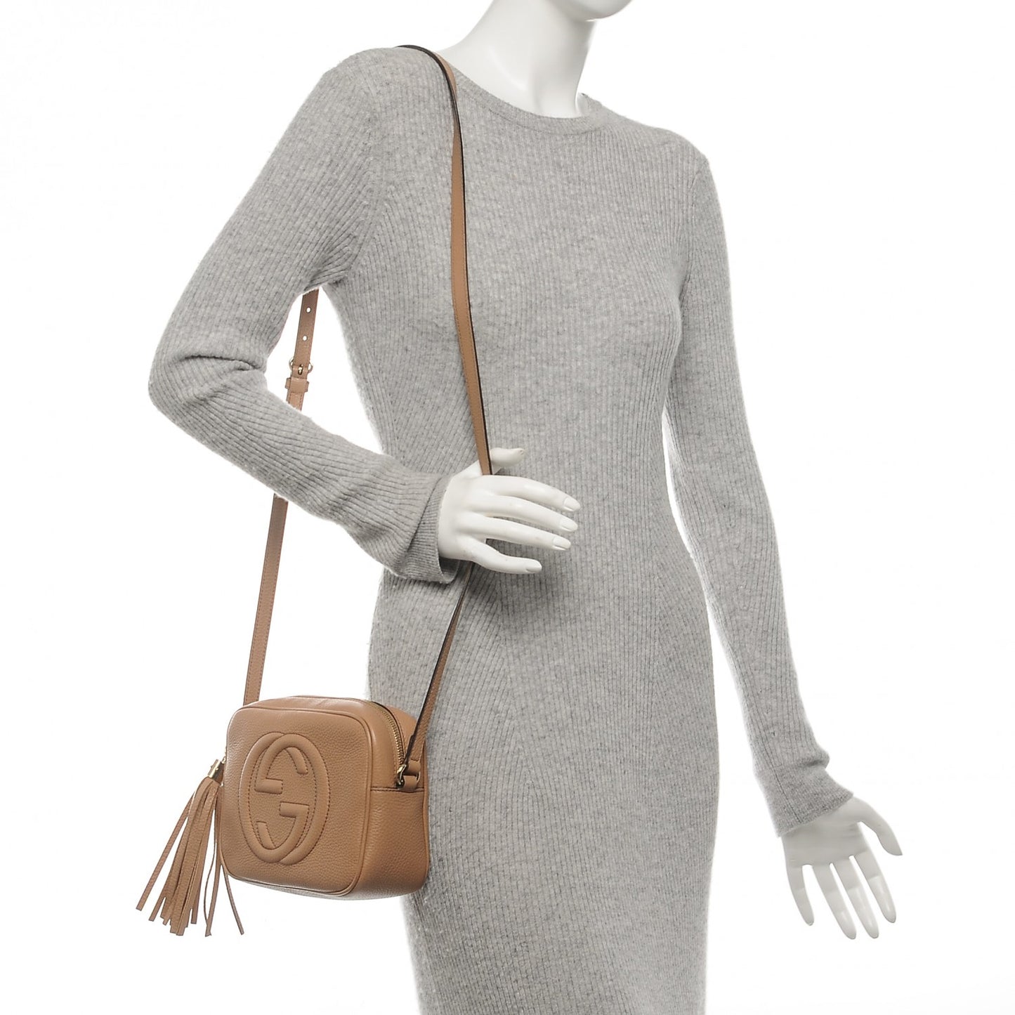 Pebbled Calfskin Small Soho Disco Bag Rose Beige