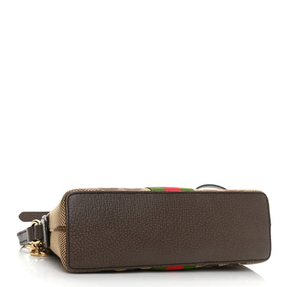 Gucci Monogram Jumbo GG Textured Dollar Calfskin Web Small Ophidia Dome Shoulder Bag Camel Ebony New Acero 3 of 9