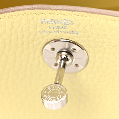Hermes Taurillon Clemence Mini Lindy 20 Jaune Milton 6 of 11
