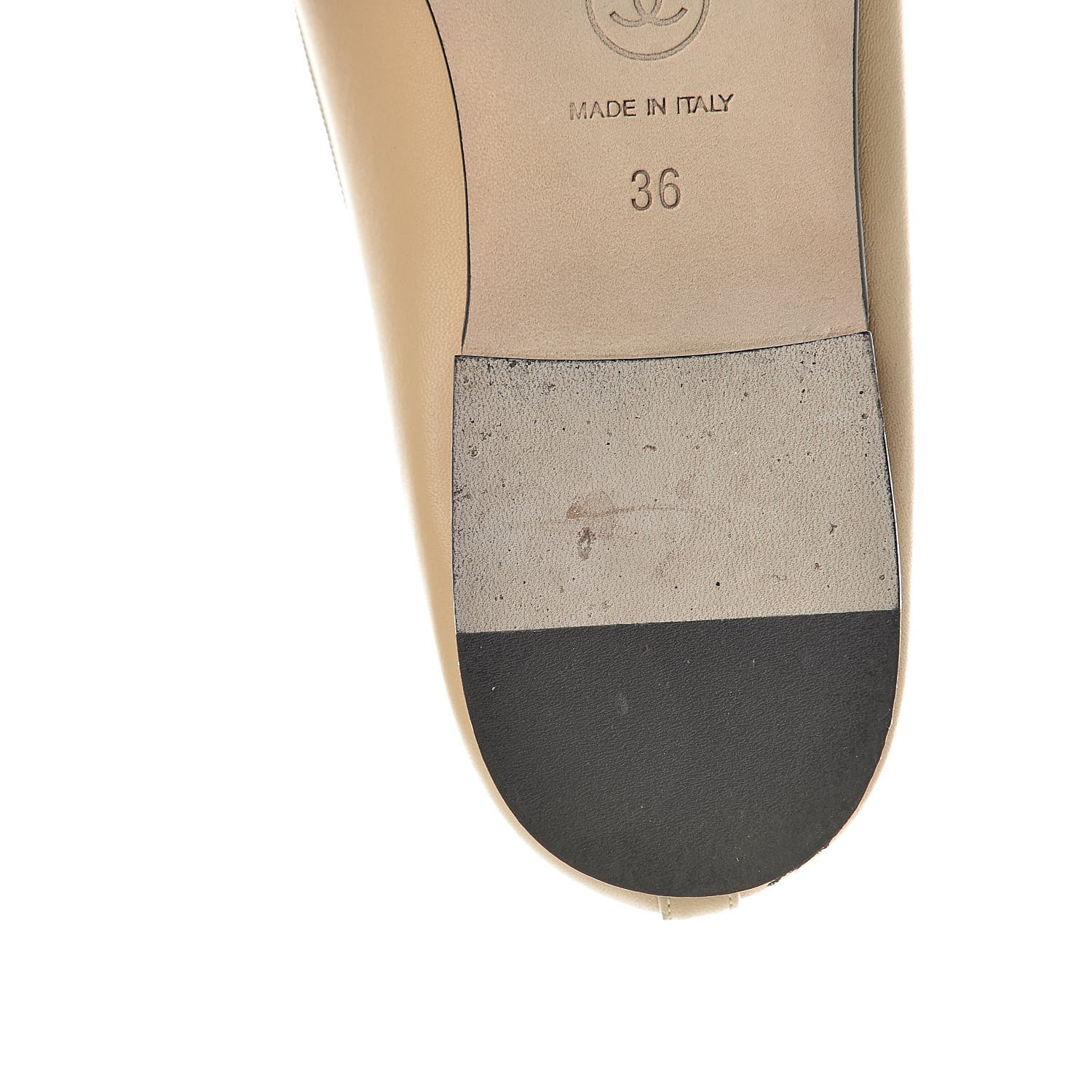 Chanel Lambskin Cap Toe CC Ballerina Flats 36 Beige Black 9 of 13