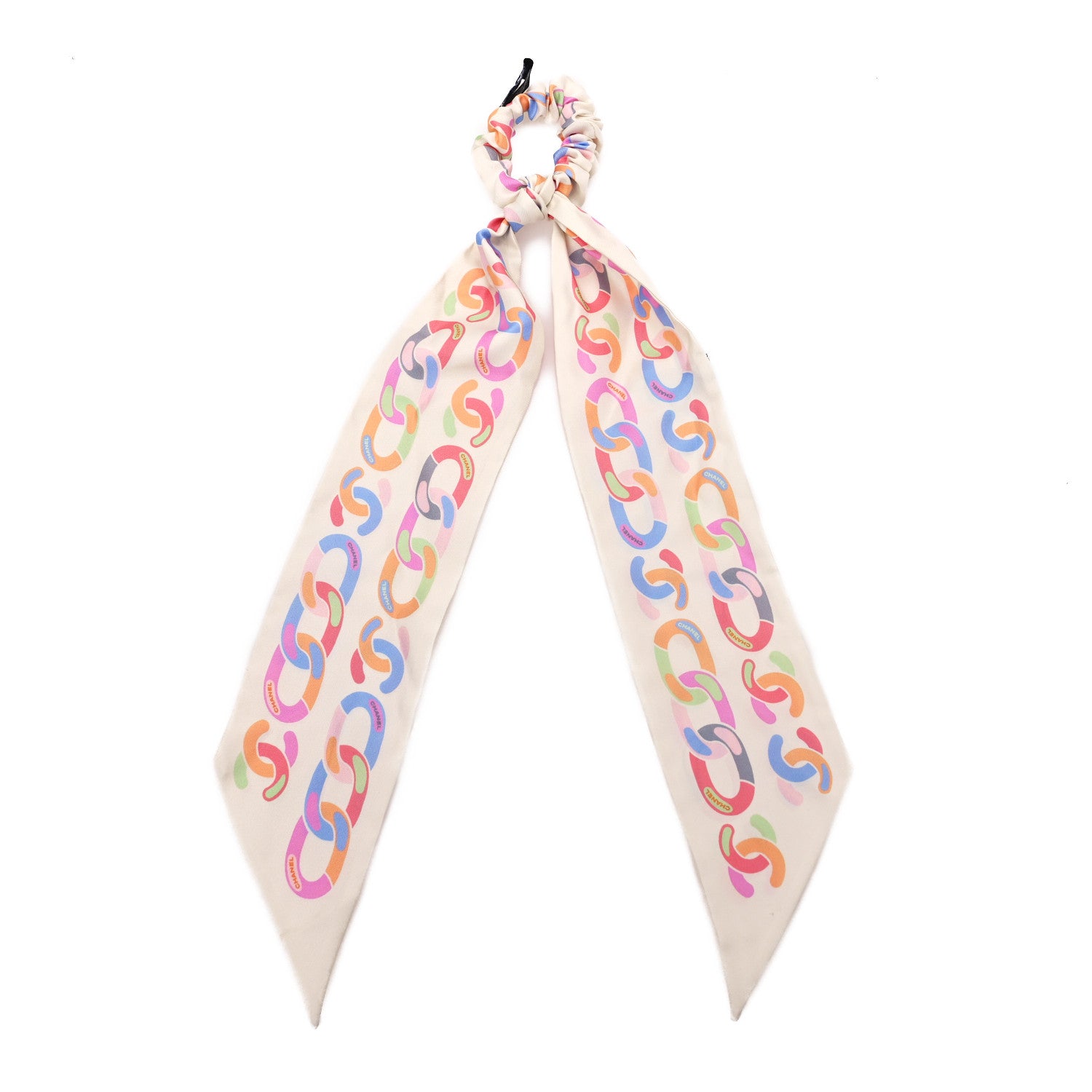 Chanel Silk CC Twilly Hair Tie White Multicolor 1 of 4