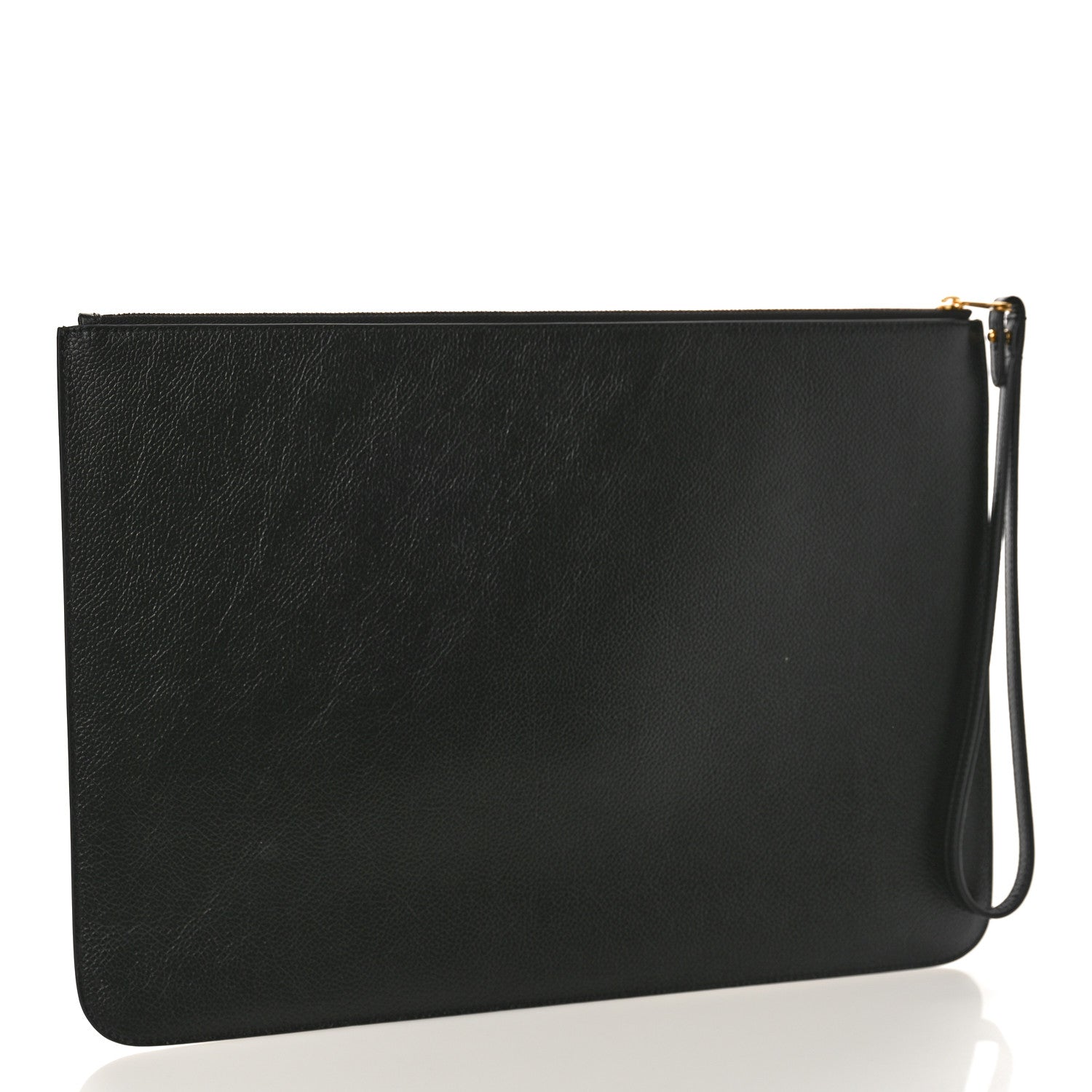 Balenciaga Grained Calfskin Logo Large Cash Wristlet Pouch Black White 3 of 8