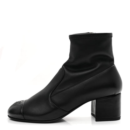Chanel Stretch Lambskin Cap Toe CC Short Boots 38 Black 1 of 10