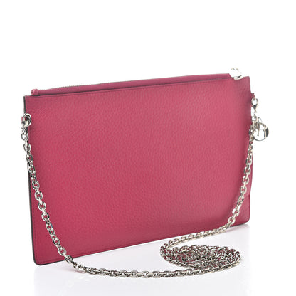 Christian Dior Bullcalf Diorissimo Flat Zipped Chain Pouch Pink 3 of 10