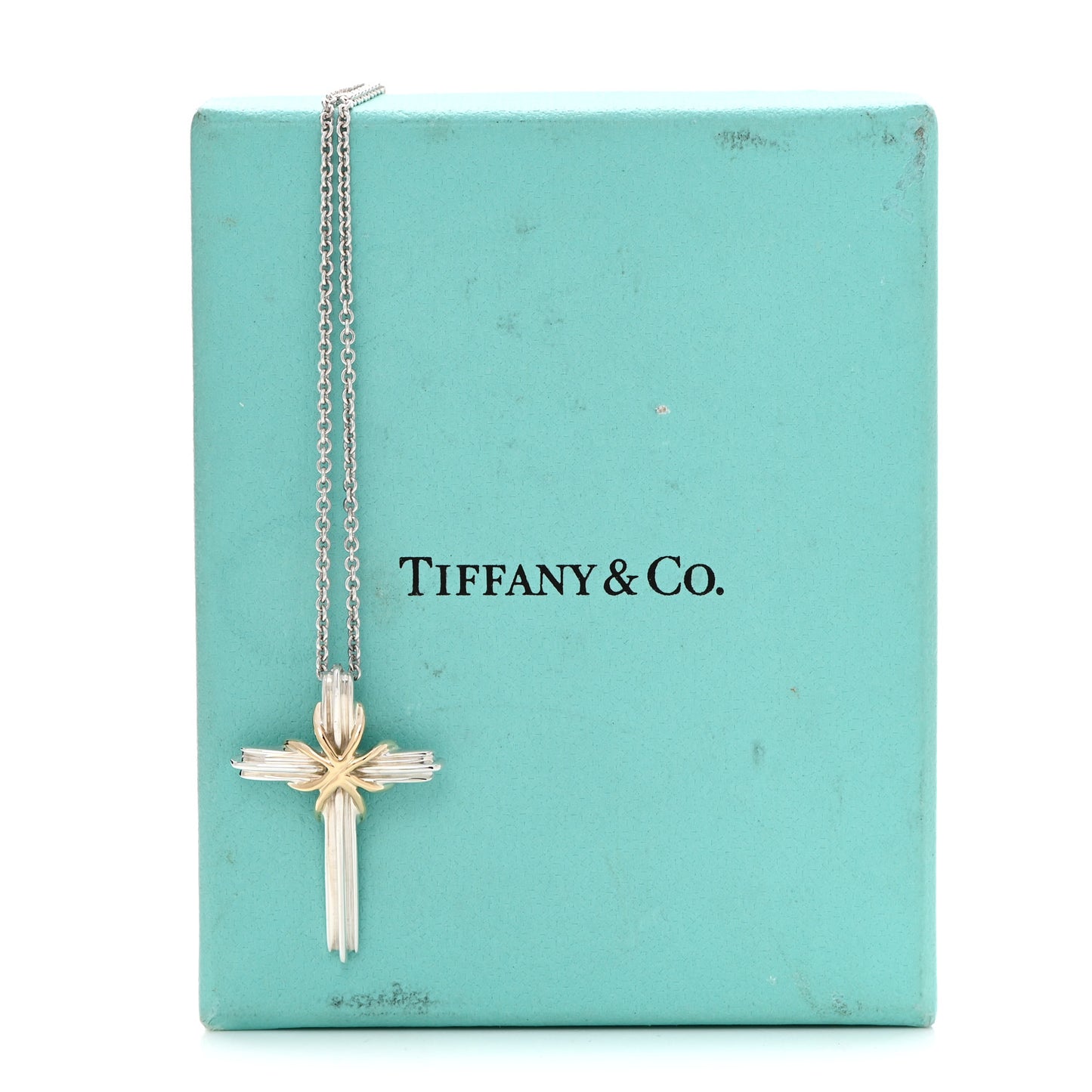 Sterling Silver 18K Yellow Gold Cross Pendant Necklace