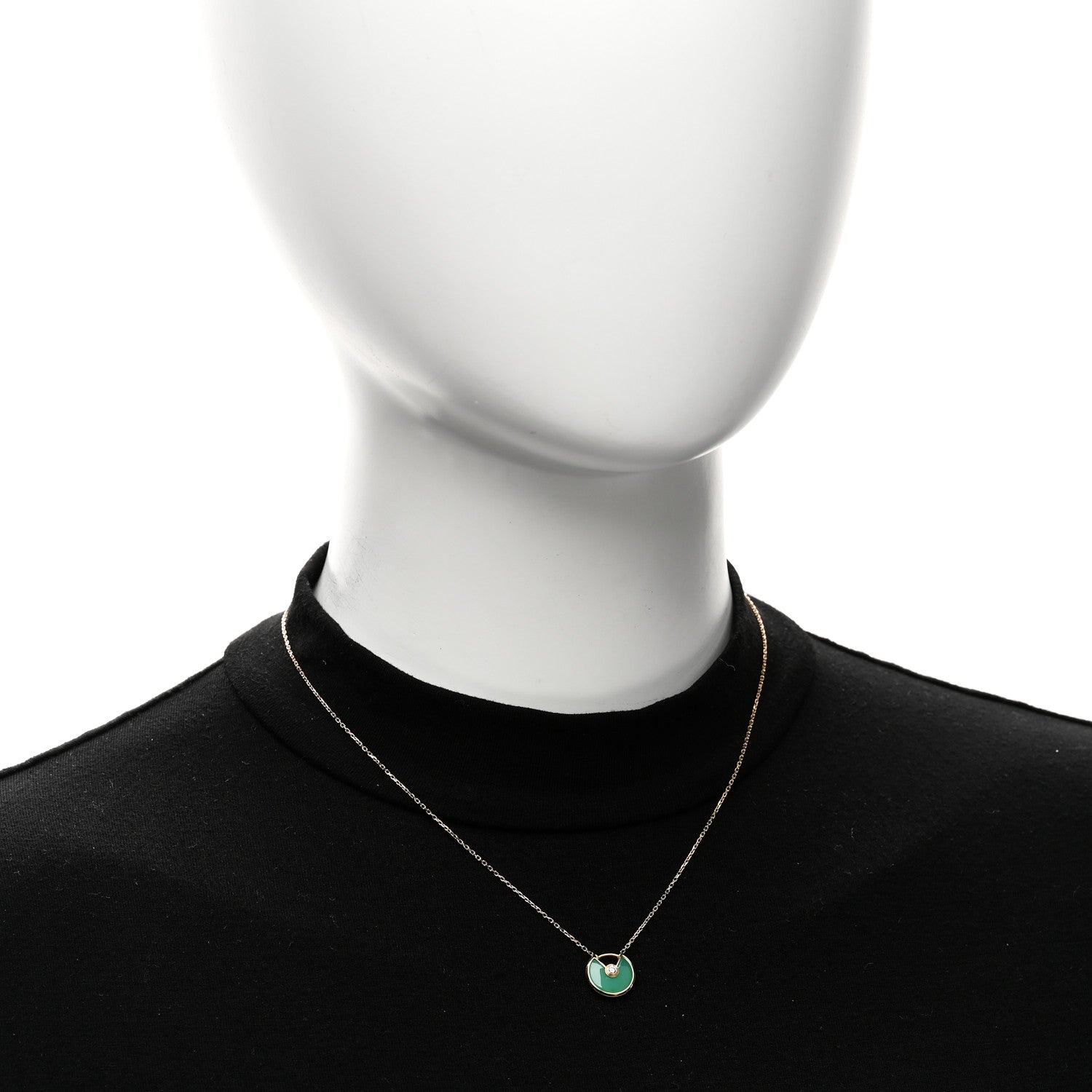 Cartier 18K Yellow Gold Diamond Chrysoprase XS Amulette de Cartier Pendant Necklace 2 of 4