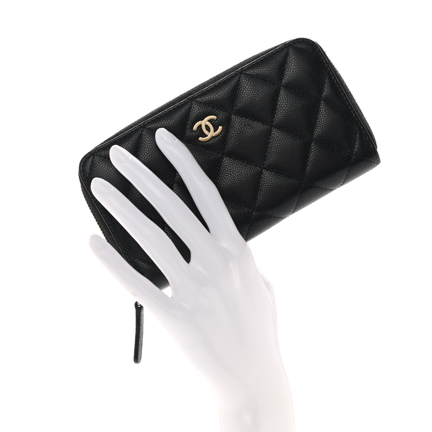Chanel Caviar Quilted Medium Zip Around Wallet Black 2 of 8