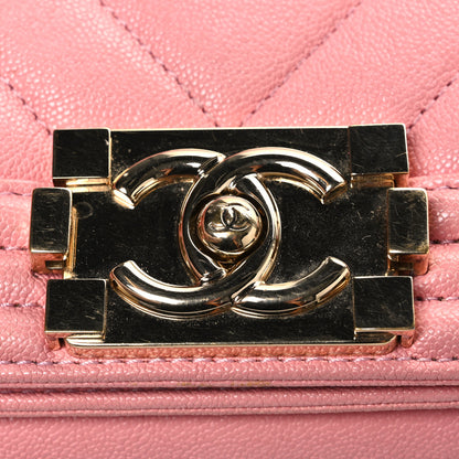 Chanel Caviar Chevron Quilted Small Boy Flap Pink 11 of 11